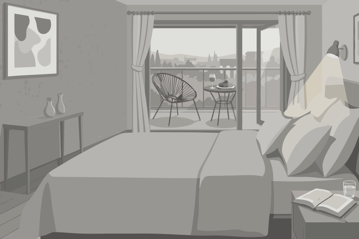 Große Suite mit Whirlpool sowie Balkon mit seitlichem Seeblick